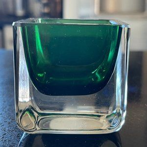 Mid Century Carrara Polished Turquoise Glass Mini Vase